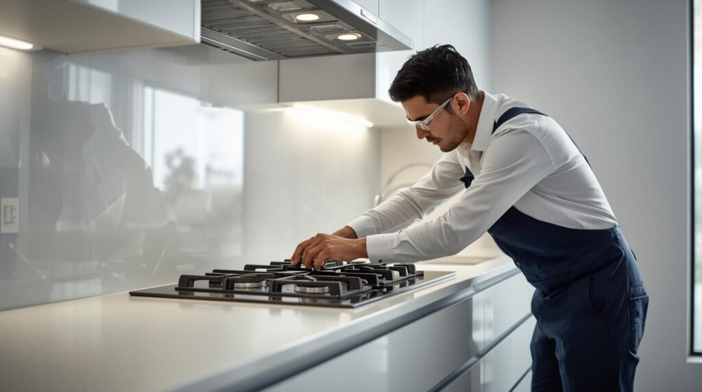 Hafele gas hob installation in modern modular kitchen