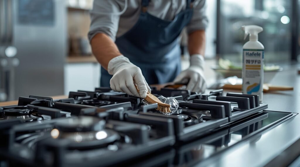 Hafele gas stove cleaning service removing grease and burner blockage