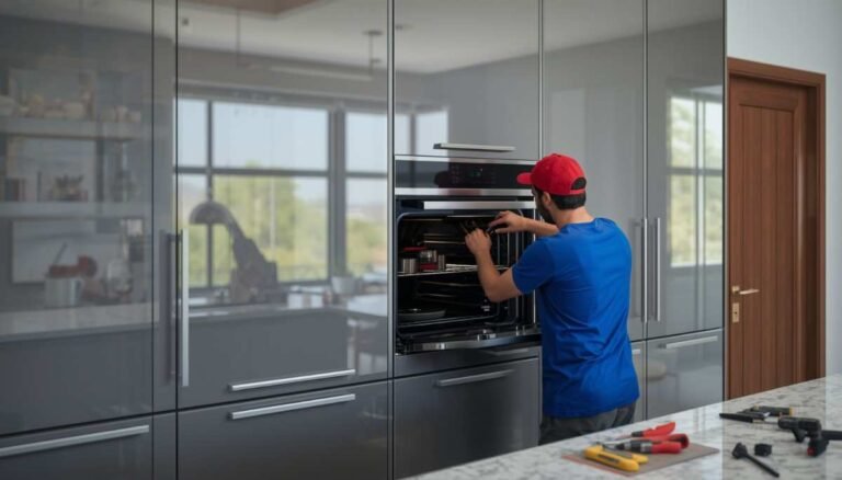 Hafele oven technician repairing built in oven