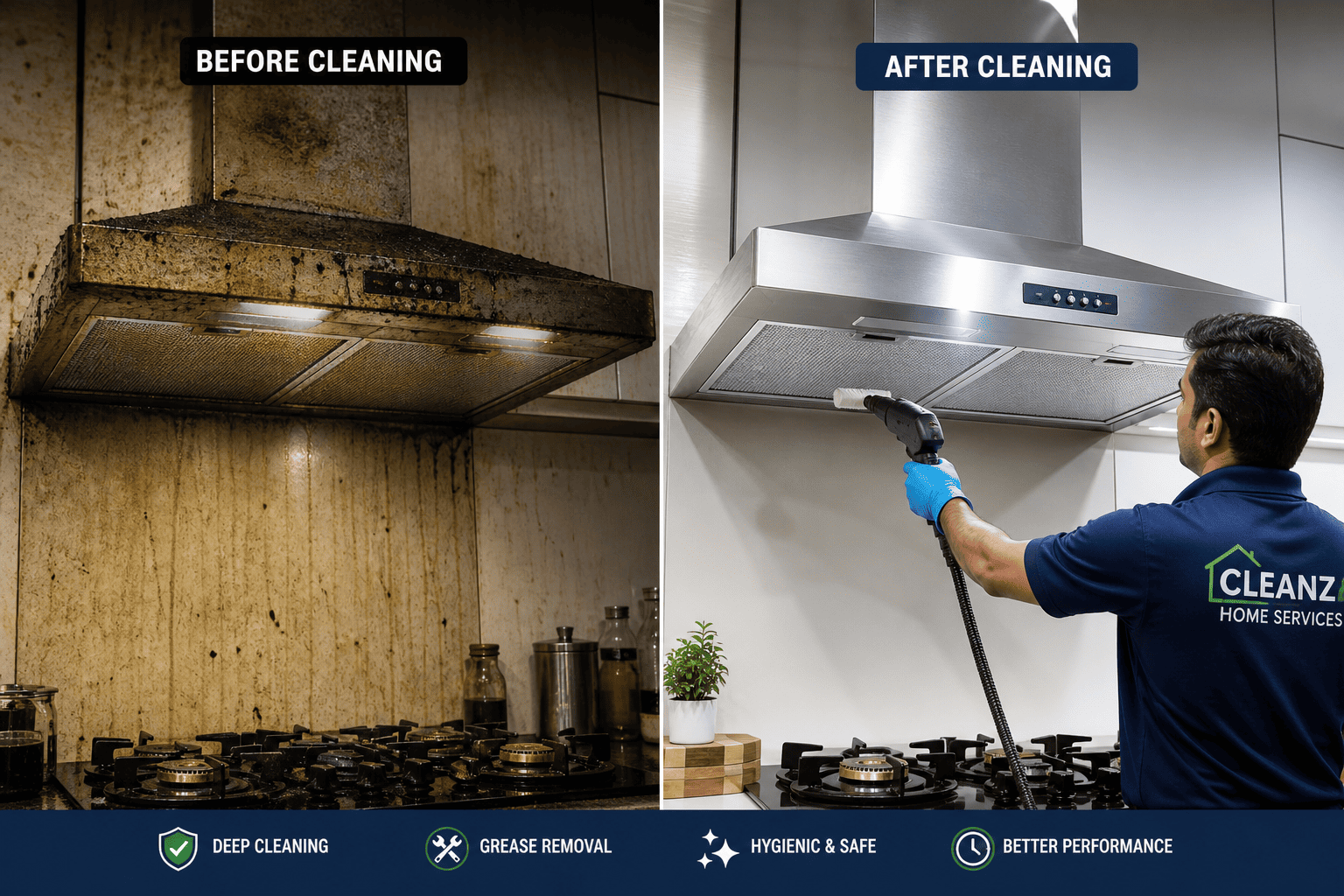 Hafele Chimney Service in Mumbai - Kitchen Chimney Cleaning Service Before and After Deep Cleaning Experts